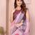 Baby pink printed art silk designer pallu saree