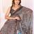 Brown printed art silk designer pallu saree