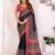 Black printed art silk designer pallu saree