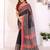 Black printed art silk designer pallu saree