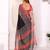 Black printed art silk designer pallu saree