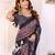 Black printed art silk designer pallu saree