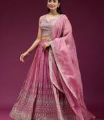 Pink Embroidered Wedding Lehenga Choli with Dupatta.