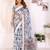 White printed art silk designer pallu saree