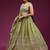 Olive green Embroidered Wedding Lehenga Choli with Dupatta.
