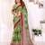Parrot green printed art silk designer pallu saree
