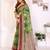 Parrot green printed art silk designer pallu saree