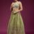 Olive green Embroidered Wedding Lehenga Choli with Dupatta.