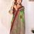 Parrot green printed art silk designer pallu saree