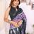 Purple printed art silk designer pallu saree