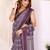 Wine printed art silk designer pallu saree