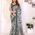 Grey printed art silk designer pallu saree