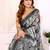 Grey printed art silk designer pallu saree