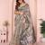 Grey printed art silk designer pallu saree
