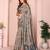 Grey printed art silk designer pallu saree