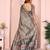 Grey printed art silk designer pallu saree