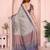 Grey printed art silk designer pallu saree