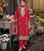 Red color embroidery work fendy silk wedding wear salwar suit