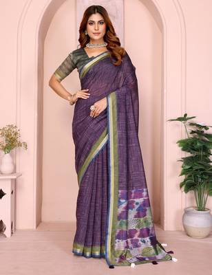 Wine printed art silk designer pallu saree 1
