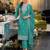Turquoise color embroidery work fendy silk wedding wear salwar suit