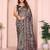 Grey printed art silk designer pallu saree