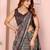 Grey printed art silk designer pallu saree