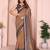 Brown printed art silk designer pallu saree
