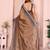 Brown printed art silk designer pallu saree