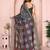 Grey printed art silk designer pallu saree