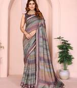 Multicolor printed art silk designer pallu saree