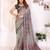 Grey printed art silk designer pallu saree