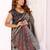 Grey printed art silk designer pallu saree