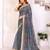Grey printed art silk designer pallu saree