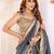 Grey printed art silk designer pallu saree