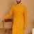 Yellow chikankari cotton embroidery men kurta