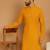 Yellow chikankari cotton embroidery men kurta