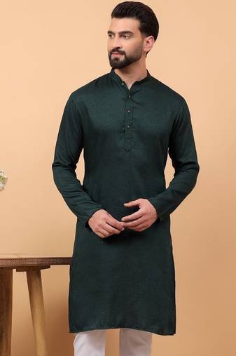 Green sequins work rayon men kurta