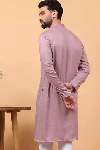 Lavender sequins work rayon men kurta