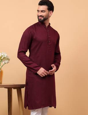 Maroon sequins work rayon men kurta 3