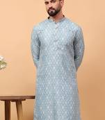 Blue sequins work aari men kurta