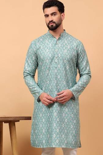 Green sequins work aari men kurta