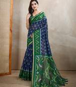 Purple printed art silk designer pallu saree
