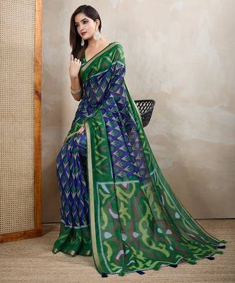 Purple printed art silk designer pallu saree 2