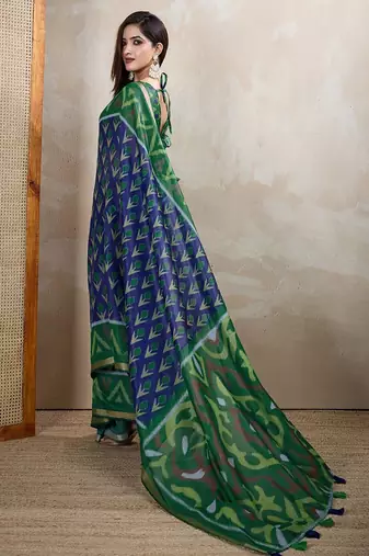 Purple printed art silk designer pallu saree