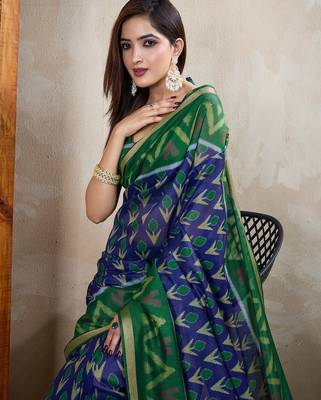 Purple printed art silk designer pallu saree 4