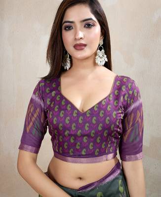 Grey printed art silk designer pallu saree 5