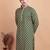 Green chikankari cotton embroidery men kurta