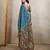 Teal printed art silk designer pallu saree