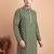 Green chikankari cotton embroidery men kurta