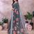 Grey printed art silk designer pallu saree